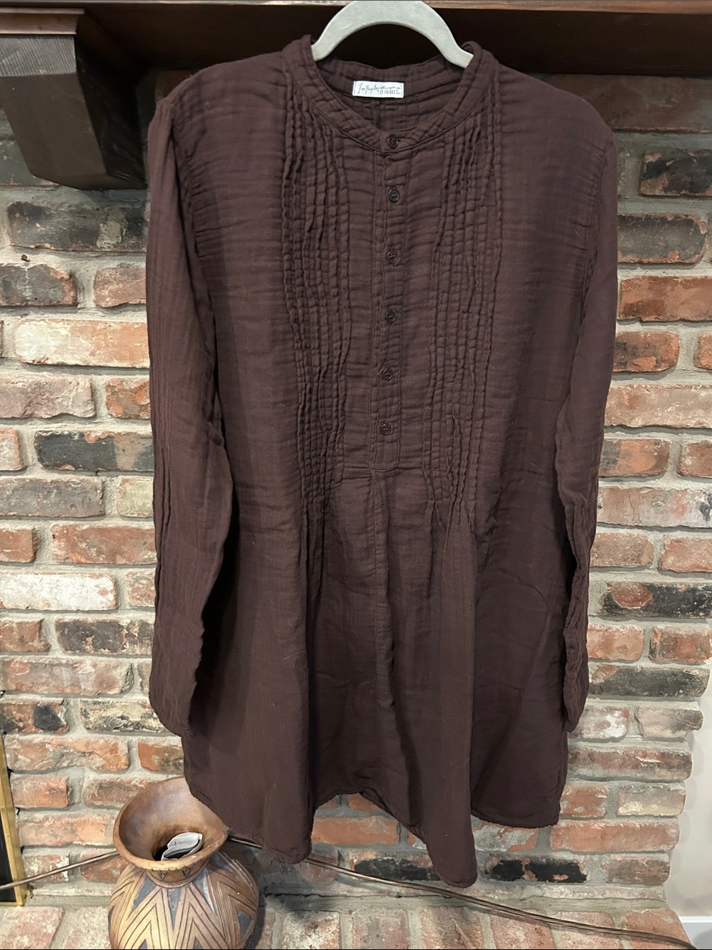 Free People EUC Yoko Tunic Size Medium in Chocolate Brown
